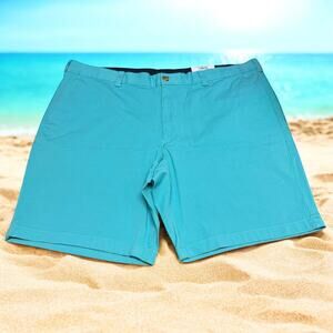 Club Room Mens Shorts 40W‎ Aqua Chino 4 Way Stretch 9" Inseam Comfort Waist NEW